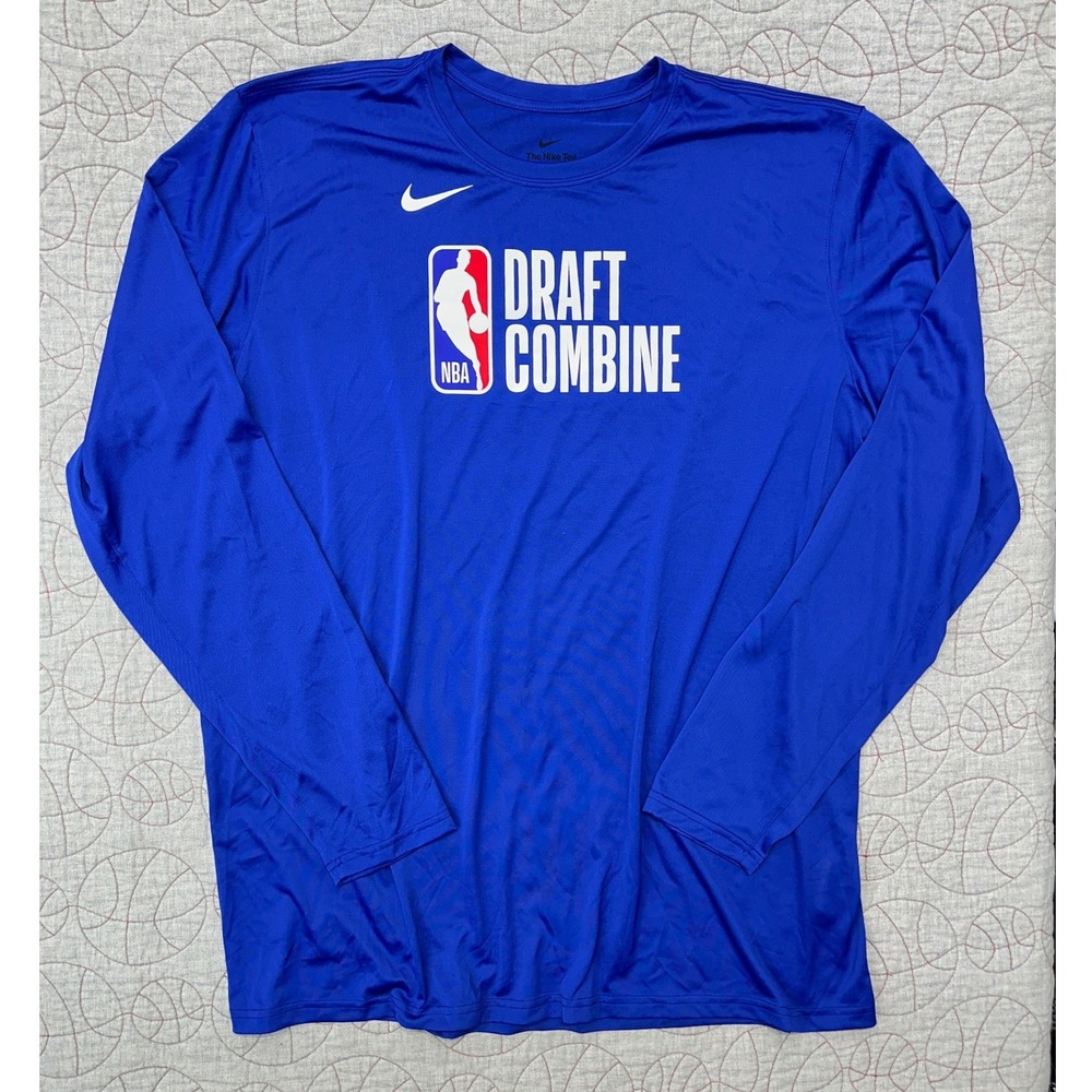 Nike NBA Draft Combine Shirt Blue Dri-FIT Long Sleeve / Mens 2XL Tall